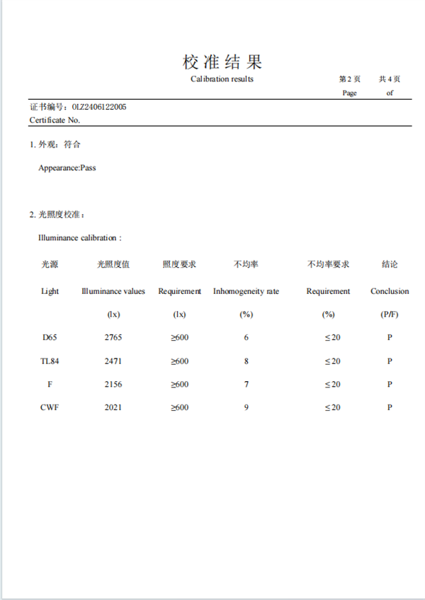 D60(5)標(biāo)準(zhǔn)光源箱校準(zhǔn)證書(shū) 2